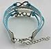 EVERMARKET(TM) Handmade Infinity Bracelet Love Sky Blue Rope White Leather Weave Vintage Silver