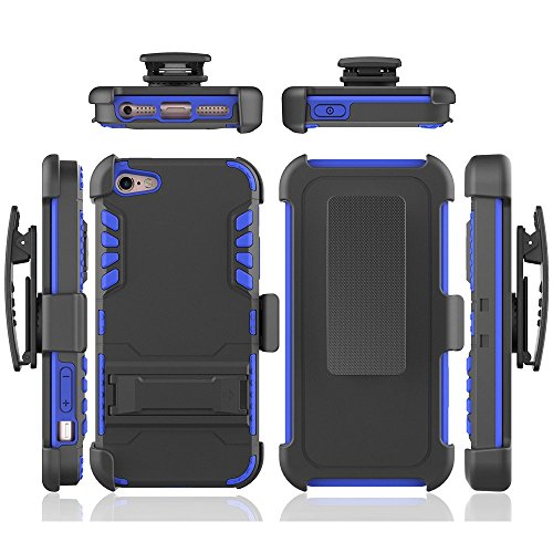 iphone 5s case, iphone se case, Feitenn Tough Metal Iron Arnor Hard Hybrid case with Kickstand stand belt clip case cover for iphone 5,iphone se screen protector (Blue)