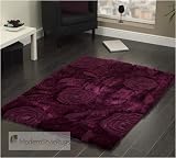 Purple Plum Soft Touch Shaggy Large Luxury Modern Rug 3 SIZES AVAILABLE, 150 x 230cm (5ft x 8ft)