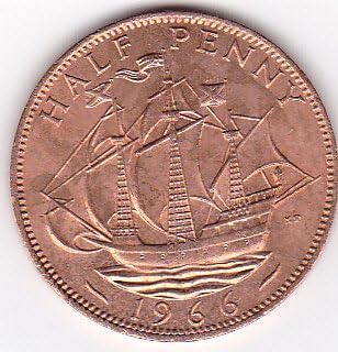 1966 Great Britain Half Penny Coin