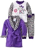 Baby Bunz Baby-girls Infant LG Purrfect Robe and Pajama Set, Dark Purple, 18 Months