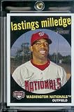 2008 Topps Heritage # 241 Lastings Milledge / New York Mets / MLB Baseball Trading Card in a Protective Screw Down Display Case