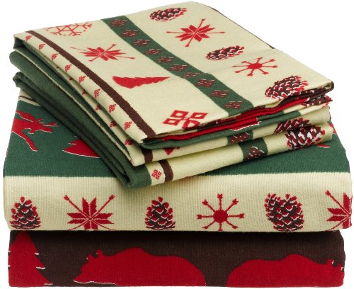 Pinzon 160-Gram Printed Flannel Full Sheet Set - Lodge