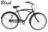 BC (ブラック) 26インチ ビーチクルーザー 高級 サドル 極太タイヤ使用 26インチ 自転車