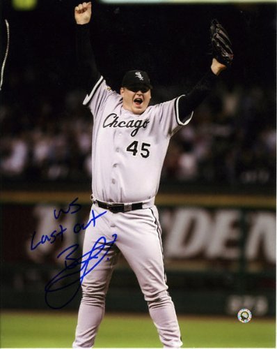 Bobby Jenks Chicago White Sox Autographed 8x10 Photograph with World Series Last Out Inscription