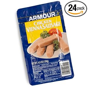 Armour Chicken Vienna Sausage, 4.8-Ounce Pouch (Pack of 24) by Chicken Sausages
