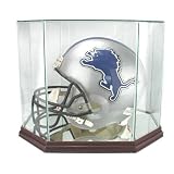 Full Size Football Helmet Display Case - Glass Top with Octagon Wood Base