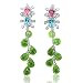 14k White Gold Blue Topaz Peridot Gem Diamond Earrings, TW: 15.79 carat