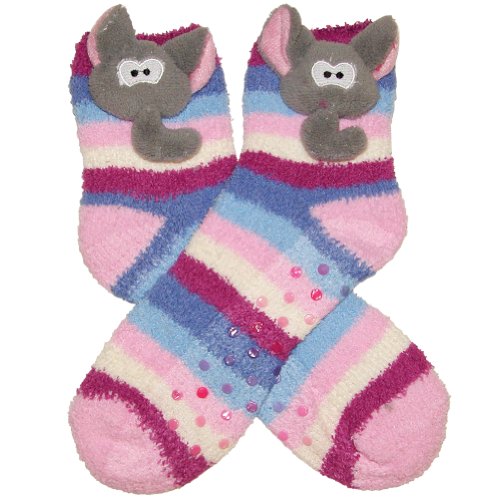RSG Girls & Women's Animal Soft & Fuzzy Non-Skid Slipper Socks (17 Animals)