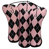 Golf Head Cover Set Pink & Black Argyle by BeeJo