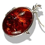 Image of Solid Silver Genuine Amber Inset Locket