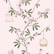 Easy Instant Decoration Wall Paper Decal for Home D&eacute;cor - Pink Flowers & Birdcage (20 inches)