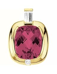 18K Yellow Gold Antique Cushion Cut Rhodolite Garnet and Diamond Pendant -- LIFETIME WARRANTY