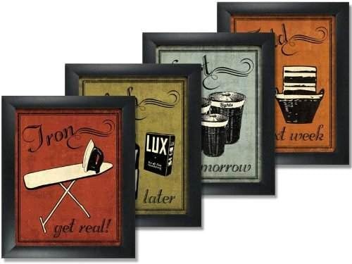Laundry Set - mini Mini Prints, Vintage, Signs Art Print Poster by N Harbick, 8 x 10 Framed