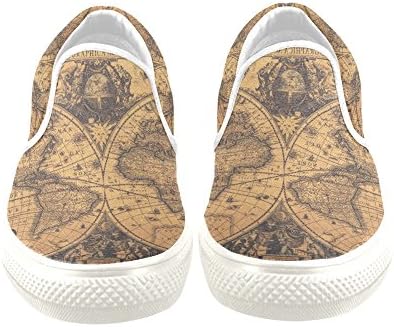 D-Story Custom Sneaker Retro World Map Women Unusual Slip-on Canvas Shoes