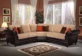 Sectional Sofa with Nail Headed Accent and Champagne Cushion Seat and Back