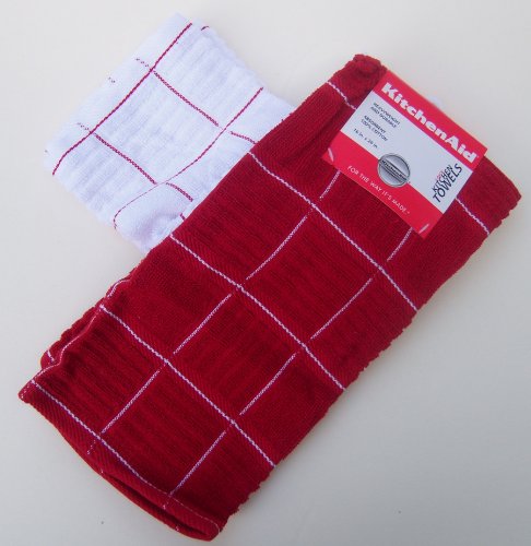 KitchenAid 2 pack of Red and White Dish Towels
