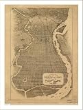 Historic Philadelphia, Pennsylvania, c. 1870, Bird's Eye View Map (S) (WS)