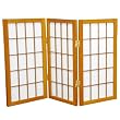 Oriental Furniture Little Small Miniature Low, 2-Feet Window Pane Desktop Shoji Screen Room Divider, 3 Panel Honey