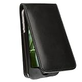 For Verizon AT&T iPhone 4 Vertical Flip Leather Pouch Case BLACK
