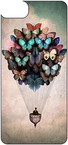 Butterfly iPhone 7 Case, Soft Rubber TPU Silicone Phone Case Cover for iPhone 7 4.7 Inch Shockproof Black- Up Flying Butterfly with Colorful Balloons