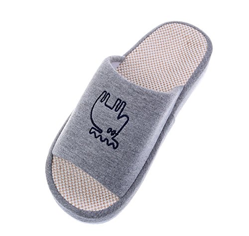 Bronze Times (TM) Unisex Cartoon Deer Cotton Flax Home Slippers