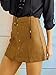 Persun Women's Brown Faux Suedettte Button Front Plain A-line Mini Skirt ,Brown ,Small