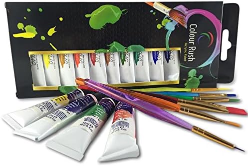Colour Rush Non Toxic Acrylic Paint Set - 12 x 12 ml