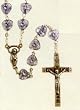 21" Silver Tone Rosary with 5mm Heart Shaped Blue Beads - Imported from ITALY 21" Silver Tone Rosary with 5mm Heart Shaped Blue Beads - Imported from ITALY