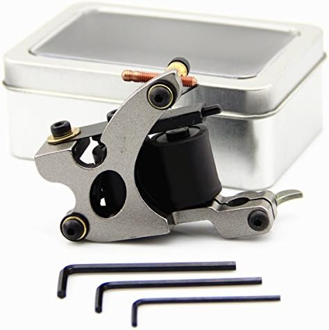 Coils Tattoo Machine Gun Alloy 10 Wrap Copper Liner Shader with Iron Box 4 Colors (Silver)