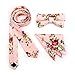 Stylefad Men's Floral Skinny Neck ties and Bowtie Pocket Square 3pcs Set for Gifts Pink