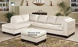 Tufton Contemporary 100% Ivory Leather Sectional Sofa