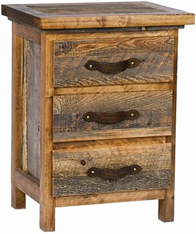 3 Drawer Rustic Wood Nightstand (Contoured Aspen)