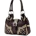 Lou-Ella Petticoats & Pistols Collection Designer Medium Shoulder Bag in Chocolate and Gold