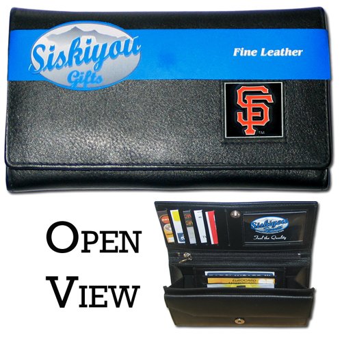 MLB Women's Genuine Leather Clutch Wallet - San Francisco Giants