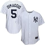Majestic New York Yankees #5 Joe Dimaggio White Pinstripe Throwback Replica Baseball Jersey