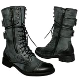 New Womens Black Worker Military Lace Combat Army Boots Sz 3-8