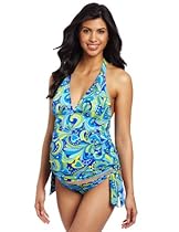 Hot Sale Maternal America Women's Maternity Classic Two Piece Tankini, Blue Paisley, Small