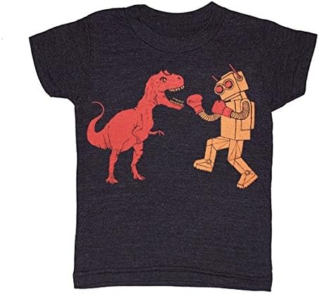 Gnome Enterprises Kids Dino vs Robot T-Shirt Toddler Size 6 Charcoal