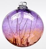 Kitras Art Glass - PINK & AMETHYST WITCH BALL - Old English - Hand Blown Glass Hanging Ornament-OR-WITC-06-PA
