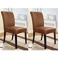 Set Of 2 Rustic Brown Microfiber & Solid Wood Frame Parson Chairs
