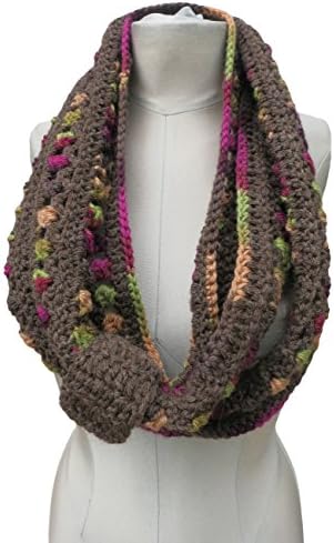 Crocheted by Hand PURE FISHERMAN WOOL Infinity Loop Scarf - Fruit Cake