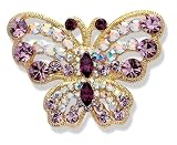 Image of Gold Plated Crystal Butterfly Brooch