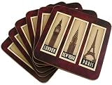 World Cities Paris London New York 1930s Art Deco Coasters set of 6