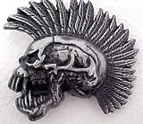 Awesome Evil Mohawk Skull Belt Buckle Exploited