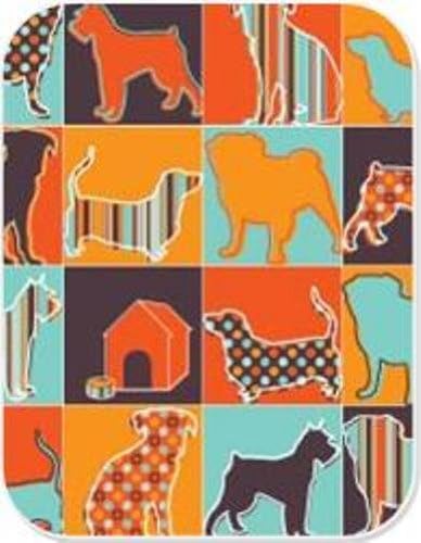 Pet Party Printz Pattern Silhouettes Everyday Gift Wrap, 7 Square Feet, Checkerboard Orange, Blue and Brown Dog Silhouettes