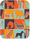 Pet Party Printz Pattern Silhouettes Everyday Gift Wrap, 7 Square Feet, Checkerboard Orange, Blue and Brown Dog Silhouettes