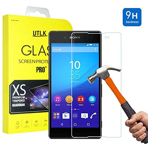UTLK - Sony Xperia Z3+ Screen Protector Bubble-Free, Xperia Z3+ Tempered Glass Screen Protectors Anti-Scratch 0.3mm Ultra Thin High Definition 9H Hardness 2.5D Round Edge Premium Tempered Glass Screen Protector For Sony Xperia Z3 Plus / Xperia Z3+ Wi