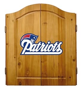 NFL New England Patriots Solid Pine Cabinet And Bristle Dartboard Set