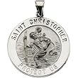 14K White Gold Hollow St. Christopher Medal - 25.50mm